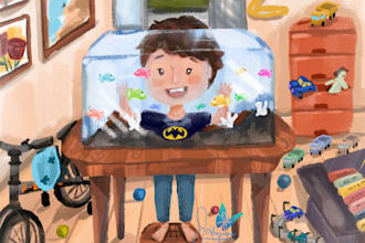 draw cute family illustration with procreate