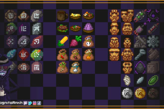 draw pixelart icons, items, tiles and misc assets