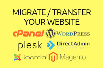 migrate wordpress, cpanel, plesk, directadmin, magento or joomla