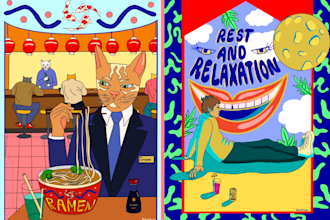 draw a retro, grunge, psychedelic illustration