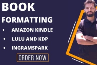 professionally format your book for amazon,ingramspark,kindle or lulu