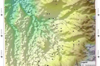 provide shaded relief with contour, flow direction, dem for your site analysis
