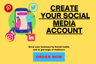 create facebook, instagram, twitter, pinterest, linkedin accounts