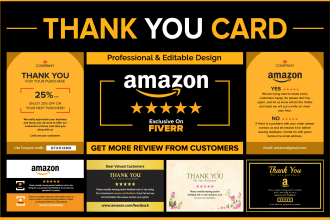 design amazon thank you card, product insert, package insert
