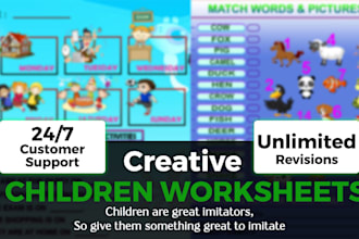 design creative educational worksheets for kids
