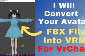 convert fbx into vrm format for vrchat, vtubing