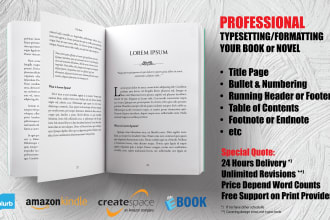 typesetting, layout, format, interior your book for amazon