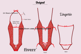 design lingerie, swimsuit technical sketch, and tech pack