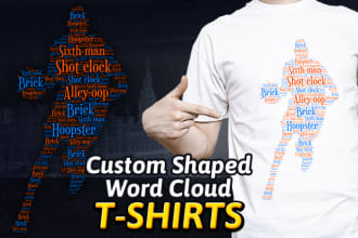 design word cloud  tshirt in custom shapes