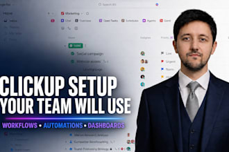 set up clickup workflows, automations, and dashboards
