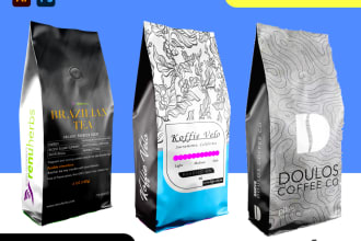 do coffee bag label and any packaging design