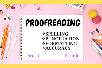 meticulously proofread your nepali, english or hindi document