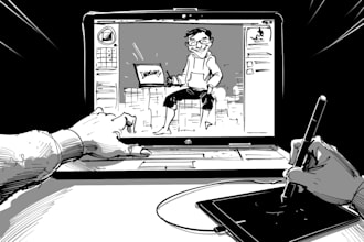 Top 10!  draw black and white funny cartoon illustration