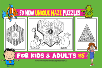 design unique maze kids activity and puzzle book for amazon KDP