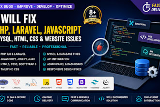 fix PHP, javascript, mysql, web app bugs