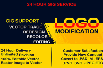 do redesign,recolor,change font and vector your logo