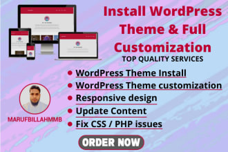 do themeforest wordpress theme installation and customize wordpress website