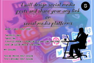 share your any link on social media platforms and design social media posts