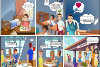illustrate colorful storyboard for your animation projects
