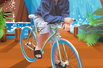 draw cartoon portrait with background