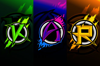 design gaming, esports, twitch, initial  latter logo in 12hrs