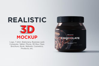 do 3d logo mockup, t shirt mockups, and product packing box