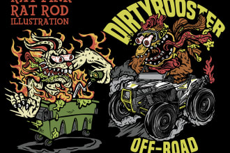 draw monster in rat fink, kustom kulture style