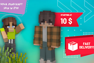make a high quality minecraft custom skin in 24h