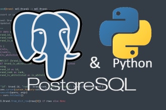 do python and postgresql scripts, design database, write queries