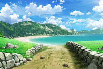 draw visual novel , fantasy and game background