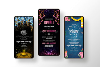 design diwali party card, wedding card or invite for any indian event