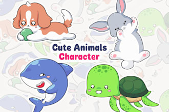 draw cute animals cartoon and mascot