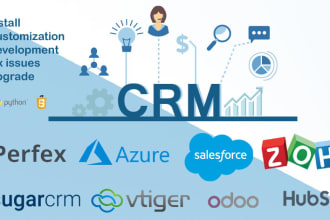 work on zoho, odoo, salesforce, hubspot, vtiger, sugarcrm, perfex, azure CRM