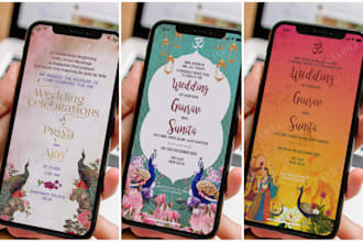 design beautiful exclusive digital still wedding invite, indian wedding invite
