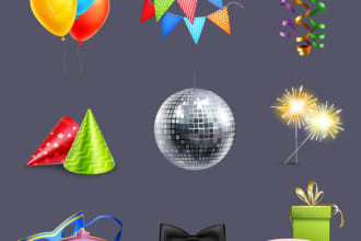 create set of icons or buttons for desktop or mobile applications