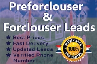 provide you pre forclouser leads with skip trace