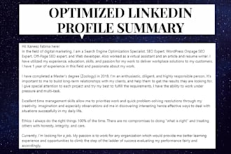 revamp your profile or write a professional linkedin summary within 12 hours