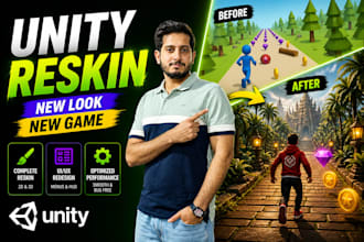 reskin unity game template for android and ios with new UI