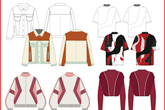 design fashion illustrations , fashion technical flats