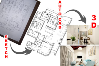 create professional 2d cad drawing from a basic hand sketch