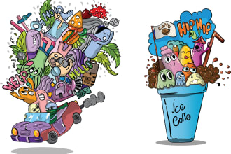 draw doodle art illustration and doodle cartoon for anything