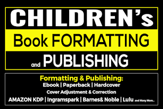 do childrens book formatting, kids activity book, kids coloring book or fiction