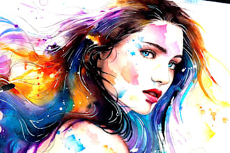 digital watercolor with a sketch