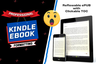 format your book to reflowable epub kindle ebook formatting