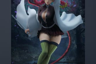 draw semi realistic character, anime manga fanart, oc, fantasy, nsfw
