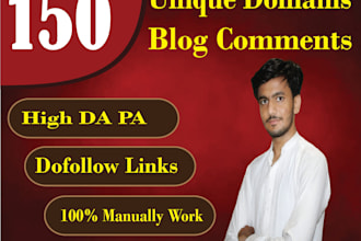 provide 150 high quality unique domain blog comment backlinks with high da pa