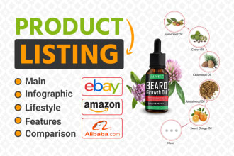 do amazon product photography editing and infographic, listing design