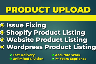 do wordpress data entry, shopify data entry and product listing