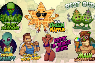 create you a unique custom cannabis cartoon logo