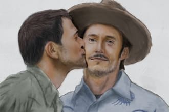 draw potrait couple for 5 dollars